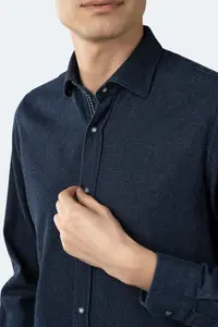 Джинсовая синяя/серая однотонная рубашка из жаккардовой ткани Luchiano Visconti, мультиколор