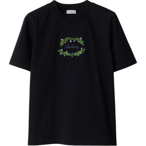 Футболка из хлопка с вышитым логотипом Burberry, черная