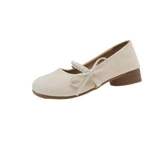 Туфли Мэри Джейн на массивном каблуке для женщин WUJI, Beige