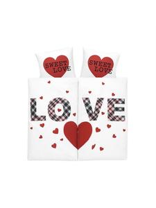 Cofi 1453 Комплект постельного белья из микрофибры с сердечками, белый, 2 предмета