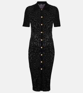 Рибленое платье миди Versace, Black