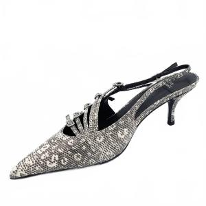 Женские туфли-лодочки Lash-2 с открытой пяткой, черно-белого цвета, с рисунком ящерицы Jeffrey Campbell, Black White Lizard