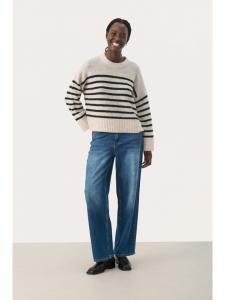 Вязаный свитер LulyaPW, прямого кроя, в черную полоску PART TWO