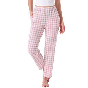 Женские пижамные брюки в клетку с эластичным поясом и карманами Inspire Chic, Pink Plaid