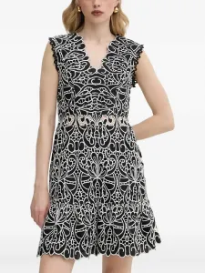 Мини-платье с V-образным вырезом и волнообразной отделкой Morgan, черный