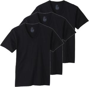 Футболки Hanes с V-образным вырезом (3 шт.), коротким рукавом и круглым вырезом, с антибактериальной и дезодорирующей обработкой (Fresh IQ), черный