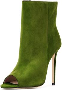Элегантные женские ботильоны на высоком каблуке с острым носком XYD, из искусственной замши, с открытым носком, Green