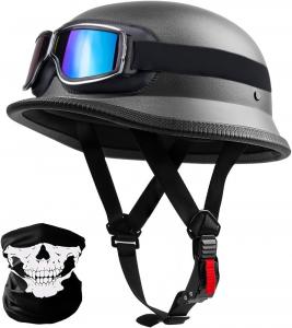 Шлем мотоциклетный CZSBXBHD винтажный, черно-серый