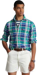 POLO RALPH LAUREN Мужская классическая клетчатая оксфордская рабочая рубашка с длинным рукавом, Green/Navy Multi