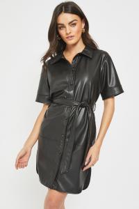 Платье-рубашка из искусственной кожи Noisy May с поясом NOISY MAY, черный