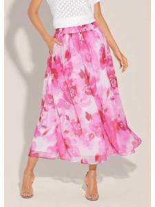MADELEINE Длинная юбка с уникальным принтом в розовых/многоцветных тонах