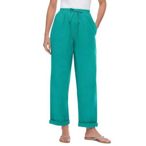 Женщина в женских высоких брюках из жатого хлопка больших размеров Woman Within, цвет Waterfall