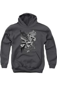 Детская толстовка с капюшоном Superman Fight And Flight Gildan, Charcoal