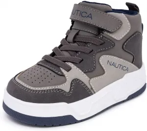 Высокие кроссовки-ботинки Nautica для мальчиков и девочек, для малышей и детей младшего возраста, баскетбольного стиля, с удобным ремешком и амортизированной подошвой, серый темно-синий