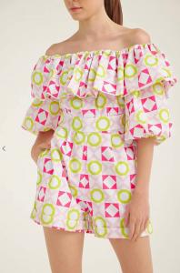 Xoxo ромпер с открытыми плечами в разноцветном принте SILKA, мультиколор