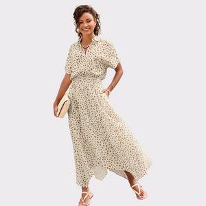 Женское платье с принтом и воротником Lascana, Ivory And Taupe