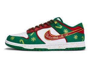 Nike Кроссовки для скейтбординга Dunk 811 Manufacturing, Red Green Golden Bell Low top, мужские, красные, золотые, зеленые