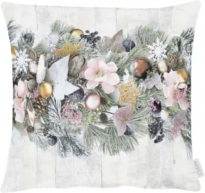 АПЕЛЬТ декоративная подушка "1507", чехол без наполнения, 1 шт APELT 46х46 см, серый/розовый