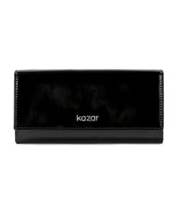 Классический лакированный кошелек Kazar, черный
