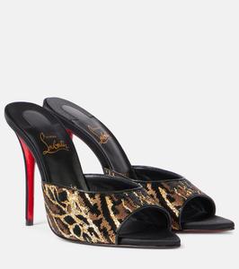 Miss Z 100 атласные мюли с пайетками Christian Louboutin, Multi/ Black/ Lin Bk