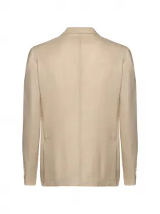 Однобортный пиджак с V-образным вырезом Eleventy, бежевый