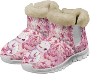 Женские ботинки выше щиколотки зимние с утеплителем из меха, удобные зимние ботинки на снег для женщин, теплые, с противоскользящей подошвой Glomenade, Cherry Blossom Axolotl