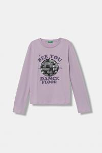 Детская хлопковая кофта с длинным рукавом United Colors Of Benetton, фиолетовый