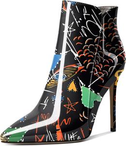 Женские ботильоны Soireelady на высоком каблуке-кубике с острым носком, на молнии, элегантные ботильоны на осень и зиму, Graffiti