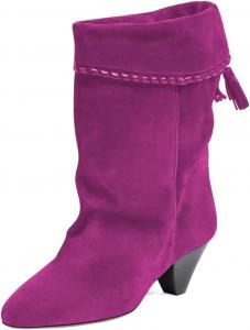 Женские ботильоны с квадратным носком, низким толстым каблуком и кисточками, удобные для носки, повседневные короткие ботинки, размеры 4-16 США Wansseny, Purple