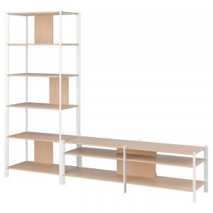 Комбинация для хранения телевизора JÄTTESTA IKEA, 240x40x195 см, цвет white/light bamboo