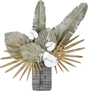 GILDE Настенный декор "Настенная рельефная ваза Aruba" 67х73х8 см, зеленый