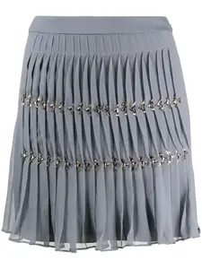 Плиссированная юбка мини с цепочками Alberta Ferretti, серый