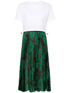 Платье макси с цветочным принтом SACAI, белый