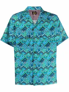 Рубашка с короткими рукавами и абстрактным принтом Needles, синий