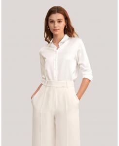 Женская классическая шелковая рубашка с жемчужными пуговицами LILYSILK