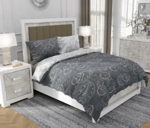 Постельное белье 200x220 см + 2x70x80 см, 3-х предметное, 100% хлопок, сатин, молния, часы, серый - | So.9041 SOVIO