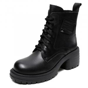 Ботильоны женские 6 см Devanro, Black (Thin Fleece)