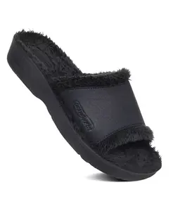 Женские слайды Aspen Fuzzy Strap с поддержкой свода стопы Aerothotic, коричневый