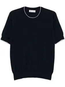 Brunello Cucinelli футболка с контрастной отделкой, синий