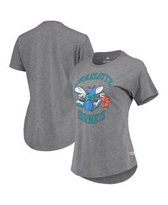 Женская серая футболка с принтом Charlotte Hornets Tri-Blend Phoebe Sportiqe, серый