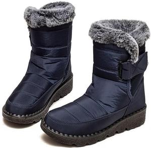 Женские зимние флисовые ботинки для снега с меховой подкладкой, теплые ботильоны на каждый день, водонепроницаемые, модные зимние уличные ботинки Generic, Blue