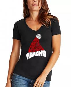 Женская футболка с надписью «All I Want for Christmas Is You» и V-образным вырезом LA Pop Art, черный