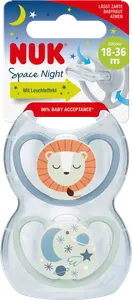 Соска Space Night силиконовая синяя/мятная с 18 месяцев 2 шт. NUK