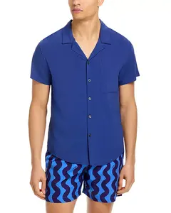 Однотонная курортная рубашка Yuasa Menswear, синий