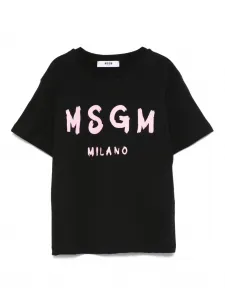 Футболка с круглым вырезом и логотипом MSGM Kids, черный