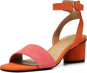 Женские босоножки на каблуке Georgia из замши цвета арбуза NYDJ, цвет watermelon suede
