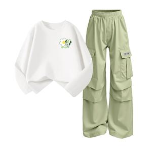 Повседневный спортивный комплект из 2 предметов для детей 3-7 лет Disney, белый/зеленый