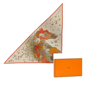 HERMES Кашемировый вязаный шарф оранжевый, Orange