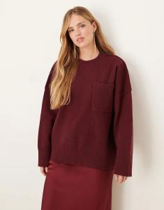 Джемпер Pretty Lavish с открытыми швами и карманами бордового цвета