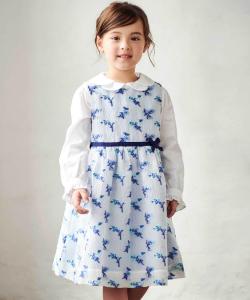 Жаккардовая юбка-свитер с цветочным узором и лентой (110–130 см)